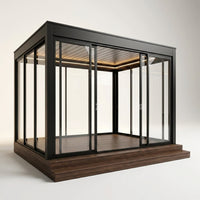 Glass Pavilion Pergola Built for Year-Round Use, Powder-Coated Aluminum Frame, Tempered Glass Walls, LED Lighting — Studio Shot