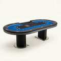 Professional Poker Table Built for High-Stakes Gaming, Stainless Steel Frame, Leather Armrests, 10-Player