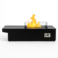 Outdoor Fire Table Built for Year-Round Entertaining, Tempered Glass Wind Guard, Stainless Steel Burner
