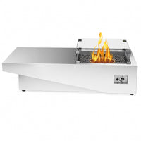 Outdoor Fire Table Built for Year-Round Entertaining, Tempered Glass Wind Guard, Stainless Steel Burner
