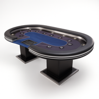 Professional Poker Table Built for High-Stakes Gaming, Stainless Steel Frame, Leather Armrests, 10-Player