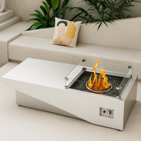 Outdoor Fire Table Built for Year-Round Entertaining, Tempered Glass Wind Guard, Stainless Steel Burner